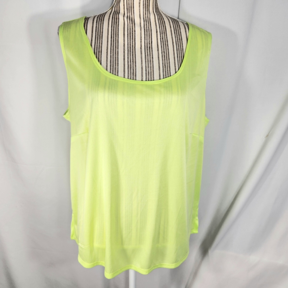 Notations NWT Y2K Style Neon Green Tank Top w/ Side Slits Plus Size 1X